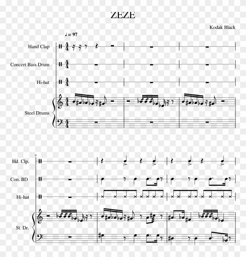 Zeze - Kodak Black - Virus Beethoven Bass Sheet Clipart
