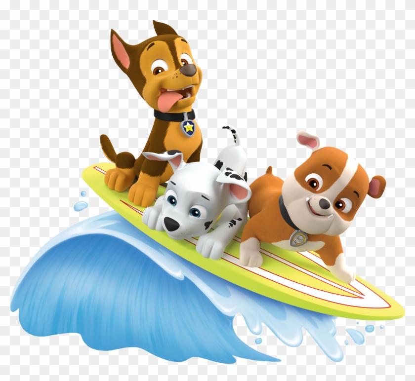 Surf With Rubble Marshall Paw Patrol Clipart Png - Paw Patrol Chase Marshall And Rubble Transparent Png