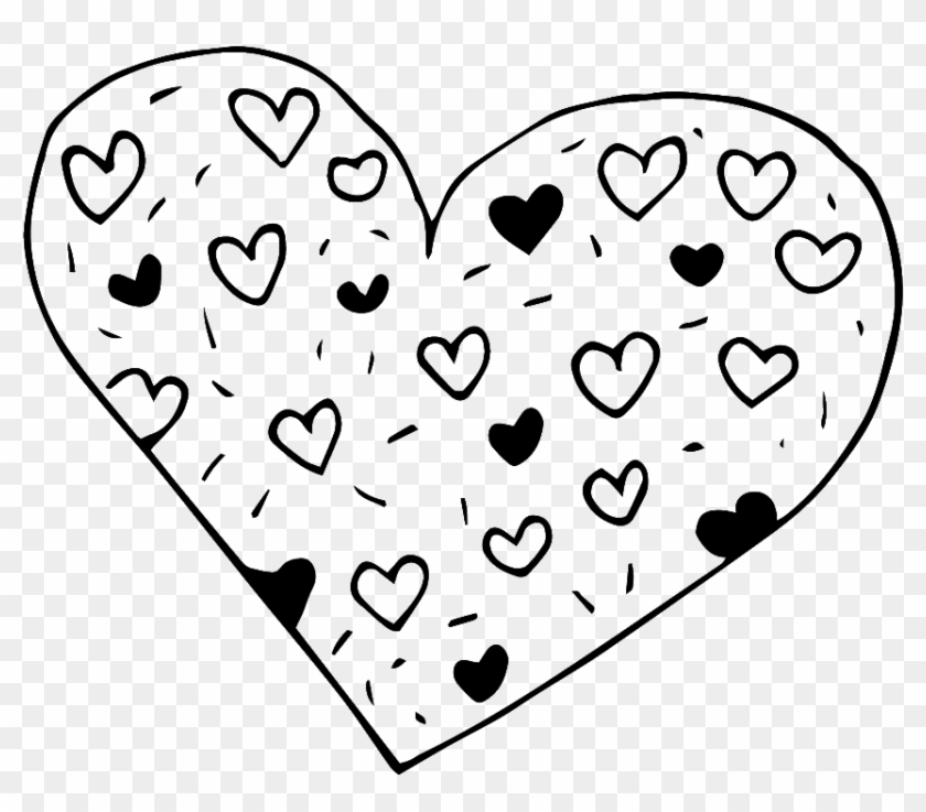 Black And White Hand Drawn Heart Shaped Love Vector - Heart Clipart