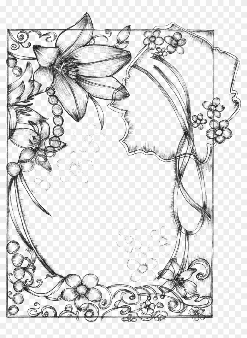Full Size Of Cool Background Designs To Draw Easy Heart - Black And White Paper Borders Clipart #175074