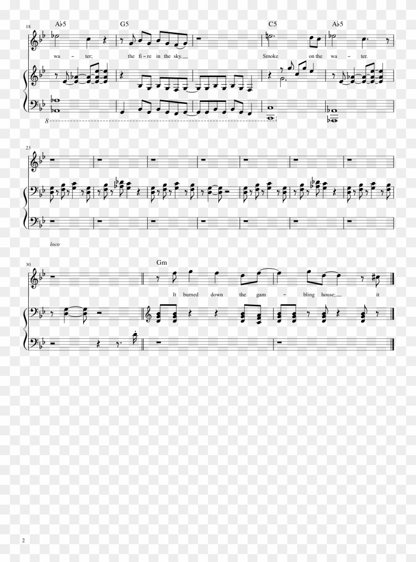 Smoke On The Water Sheet Music Composed By Words And - Music Clipart #177310