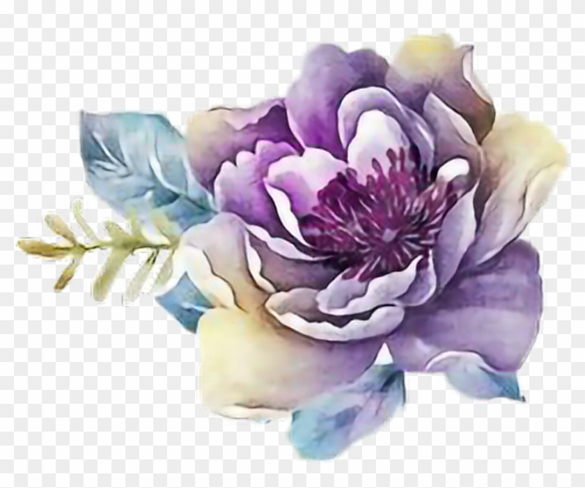 Ftestickers Art Rose Purple - Purple Flower Watercolour Png Clipart