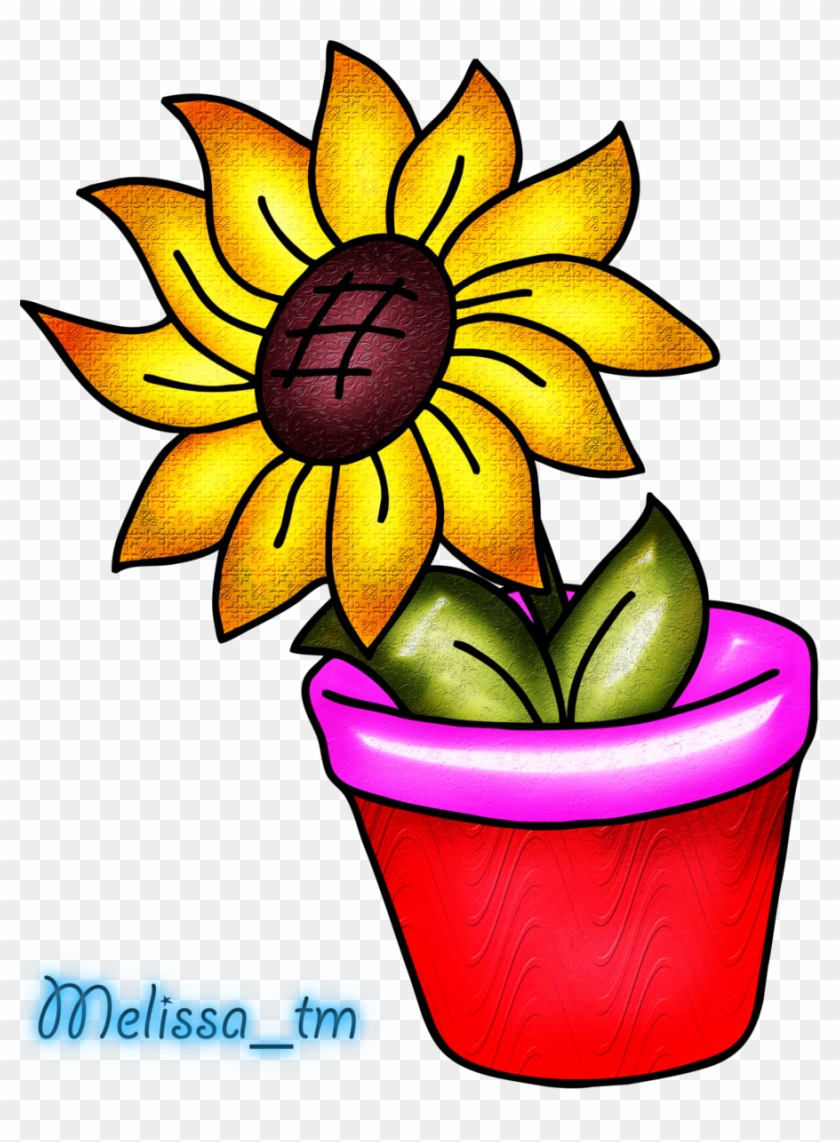 Clipart Info - Sun Flower In Vase Clipart - Png Download