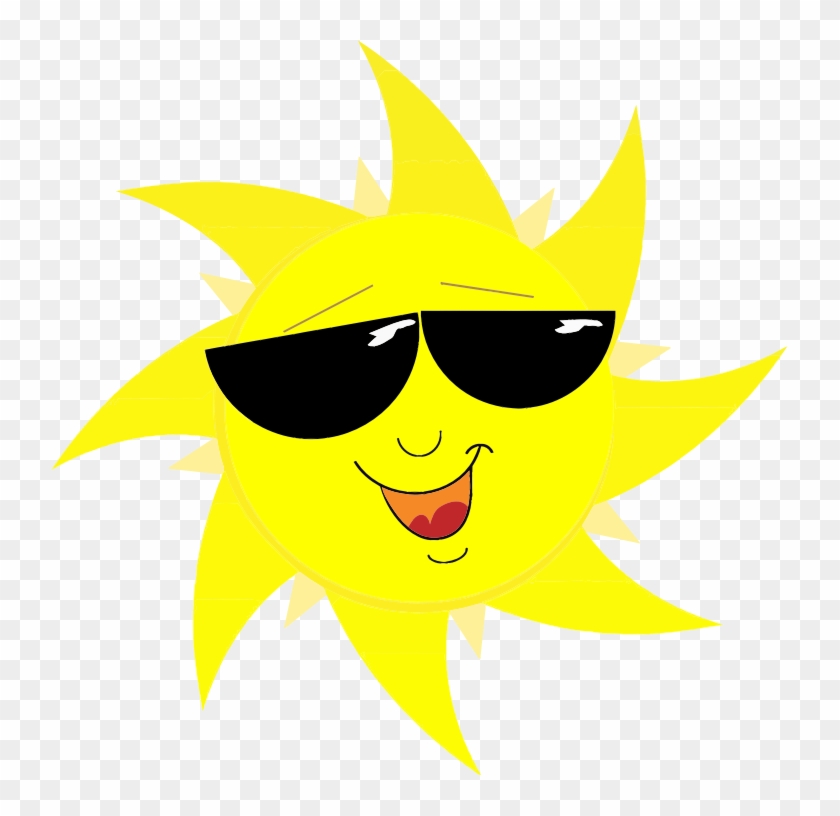 Free Cool Cartoon Sun Clip Art - Smiling Sun With Sunglasses - Png Download