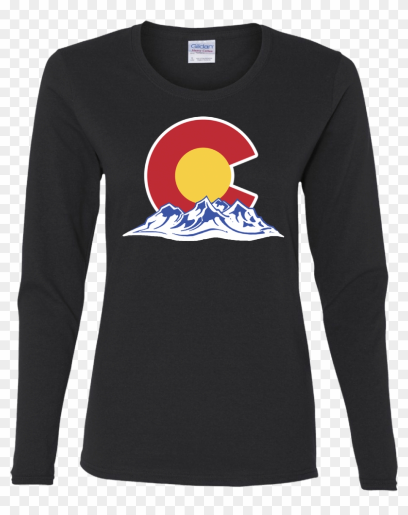 Colorado Mountain Silhouette Ladies' Cotton Long Sleeve - Long-sleeved T-shirt Clipart