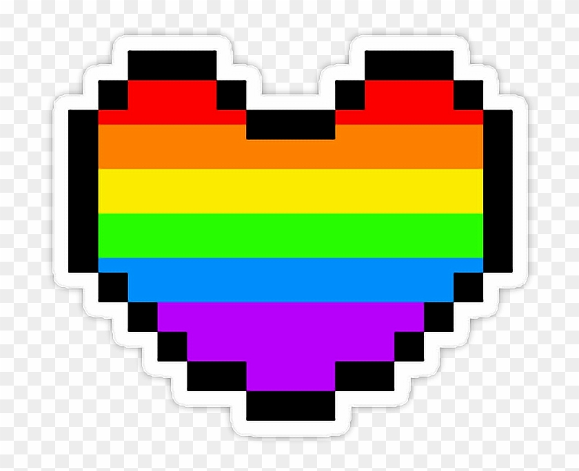 Rainbow Heart Pride Tumblr Emoji - Sticker Pixel Clipart
