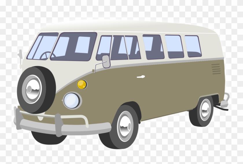 Camping Save Icon - White Volkswagen Bus Vector Clipart
