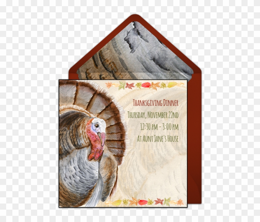 Watercolor Thanksgiving Turkey Online Invitation - Turkey Clipart #1701686