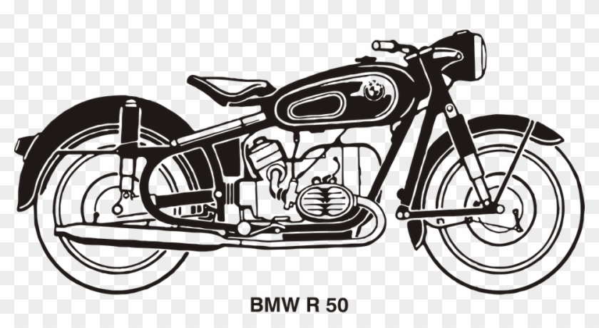 Picture Free Download Collection Of Old Motorbike Drawing - Vintage Motorcycle Black And White Clipart #1706546