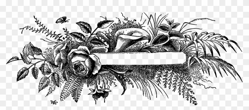 Digital Floral Banner Downloads - Black And White Flower Banner Clipart #1707032