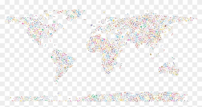 World Map Globe Border - Music World Map Background Clipart #1707526