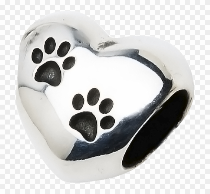 A Beautiful Sterling Silver Heart Charm With Two Paw - Heart Clipart #1708044