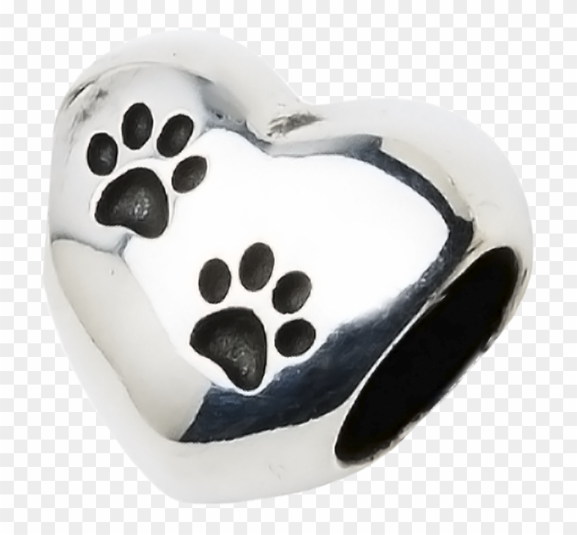 A Beautiful Sterling Silver Heart Charm With Two Paw - Heart Clipart