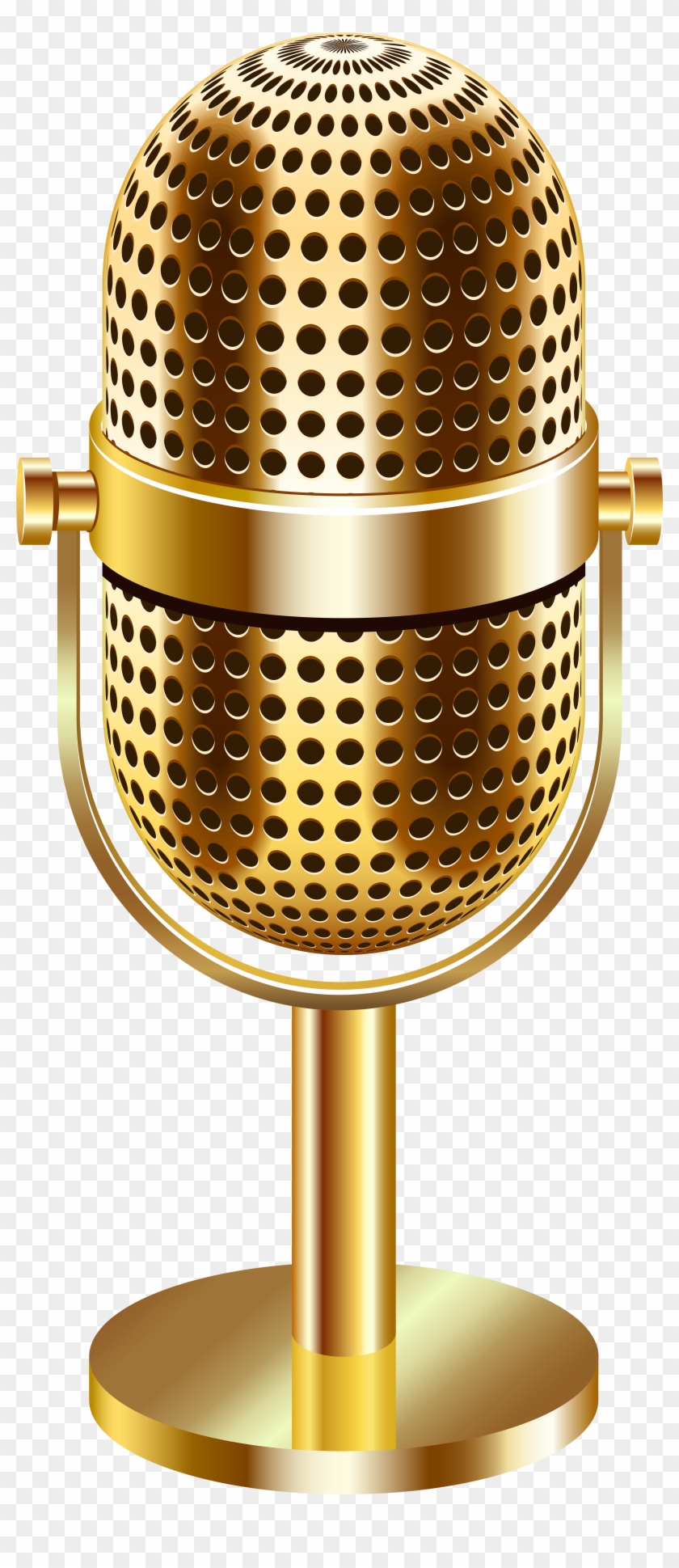 Vintage Microphone Gold Transparent Clip Art Image - Transparent Background Gold Microphone Png #1709189