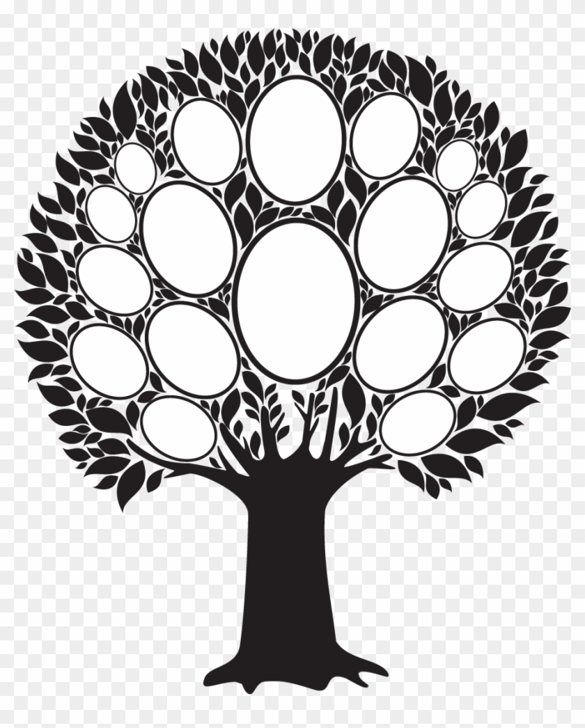Genealogy Workshop - Family Tree With Frame Black And White Clipart