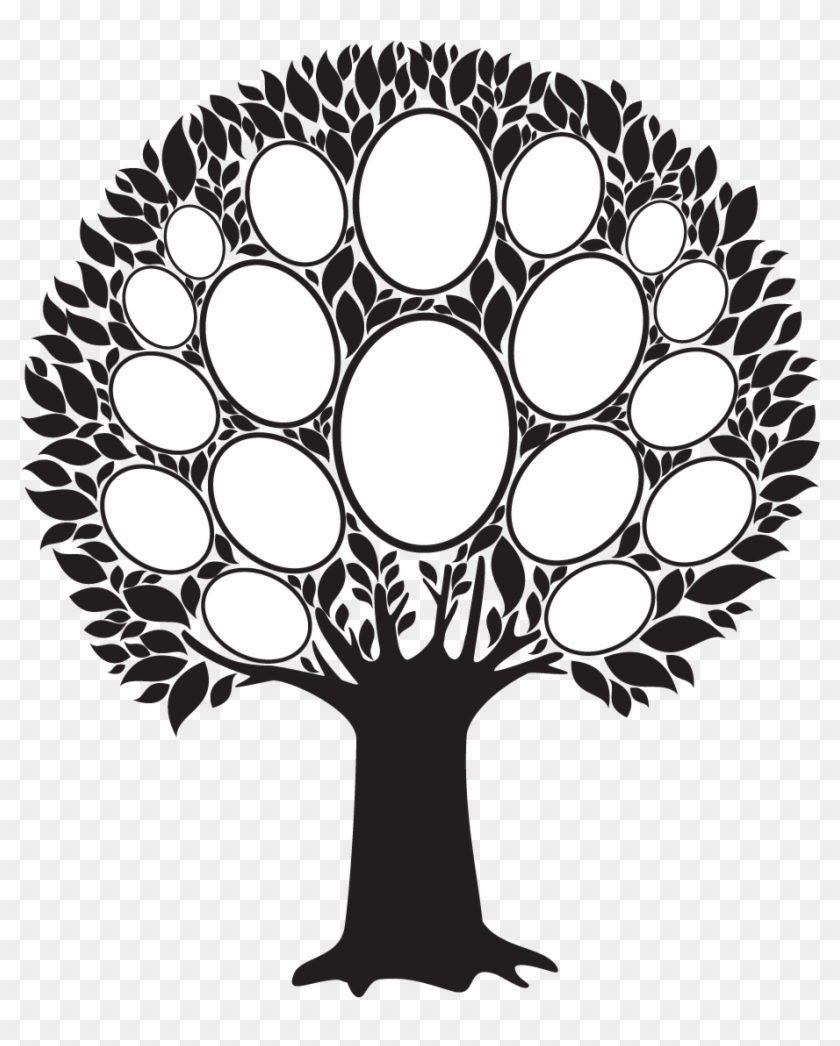 Genealogy Workshop - Family Tree With Frame Black And White Clipart #1709200