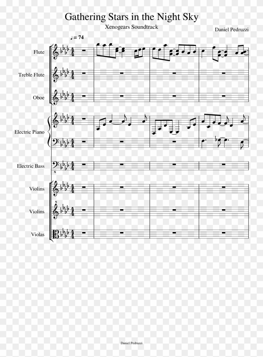 Gathering Stars In The Night Sky Sheet Music Composed - Destiny Theme French Horn Clipart