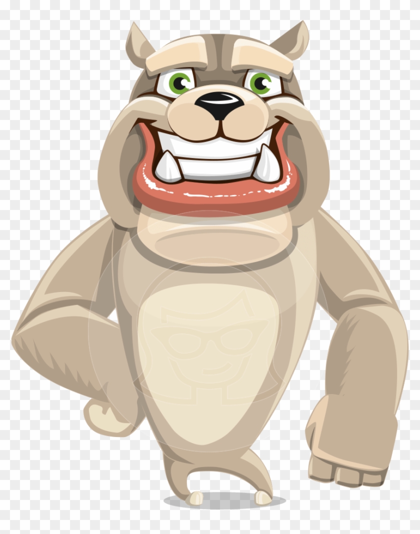 Cute English Bulldog Cartoon Vector Character Aka Rocky - Drawing Clipart #1710328