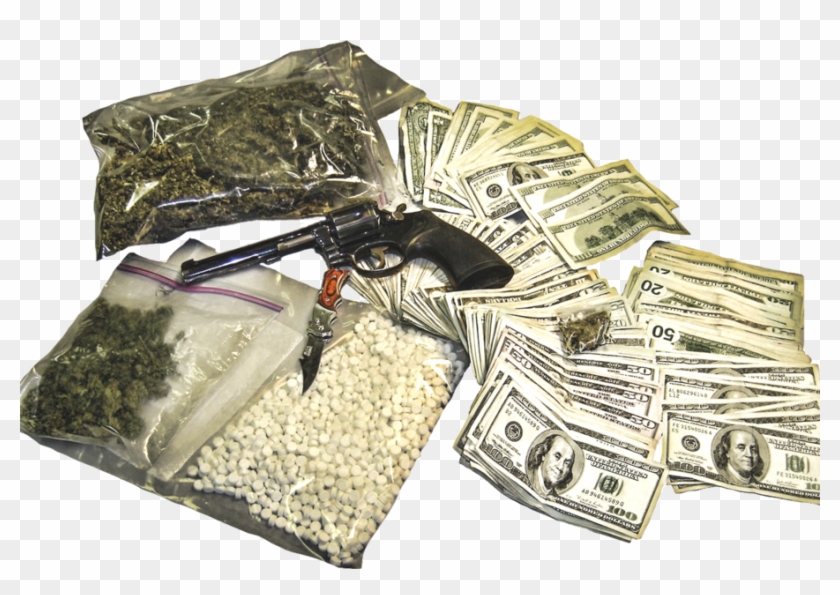Gun Knife Drugs Money Clipart