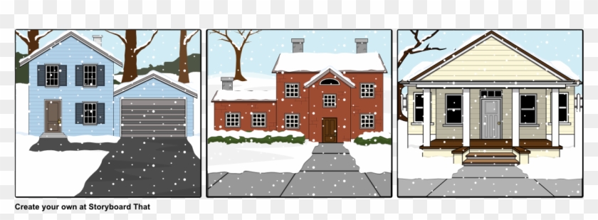 Out Side Snowing - House Clipart