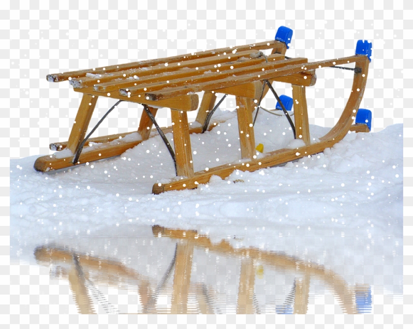 Slide, Winter, Snow, Wooden Sled, Tobogganing - Schlitten Im Schnee Bilder Clipart #1712450