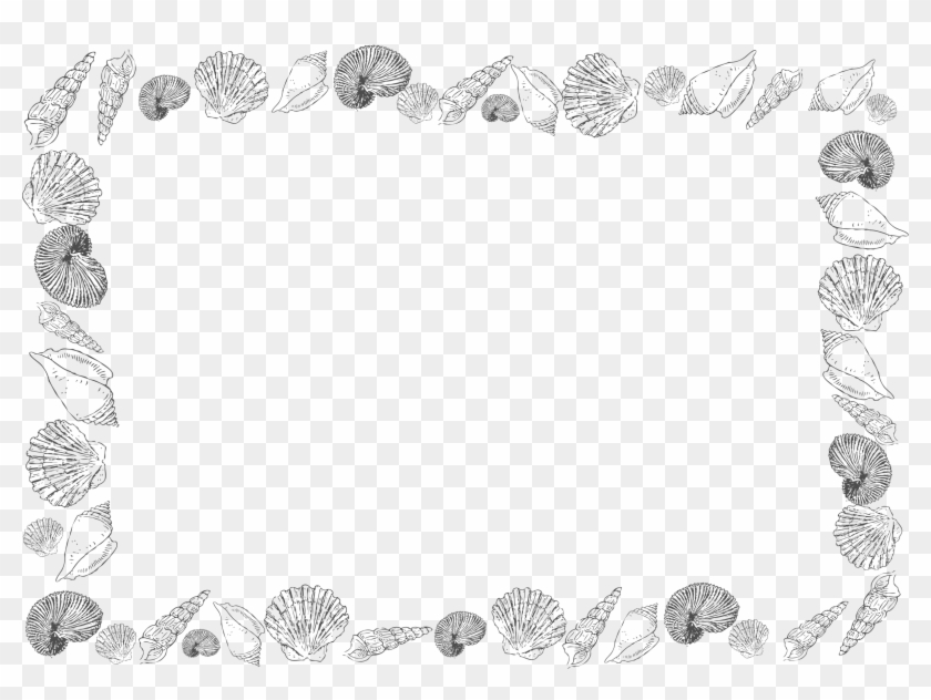 Seashell Frame Black And White Clipart