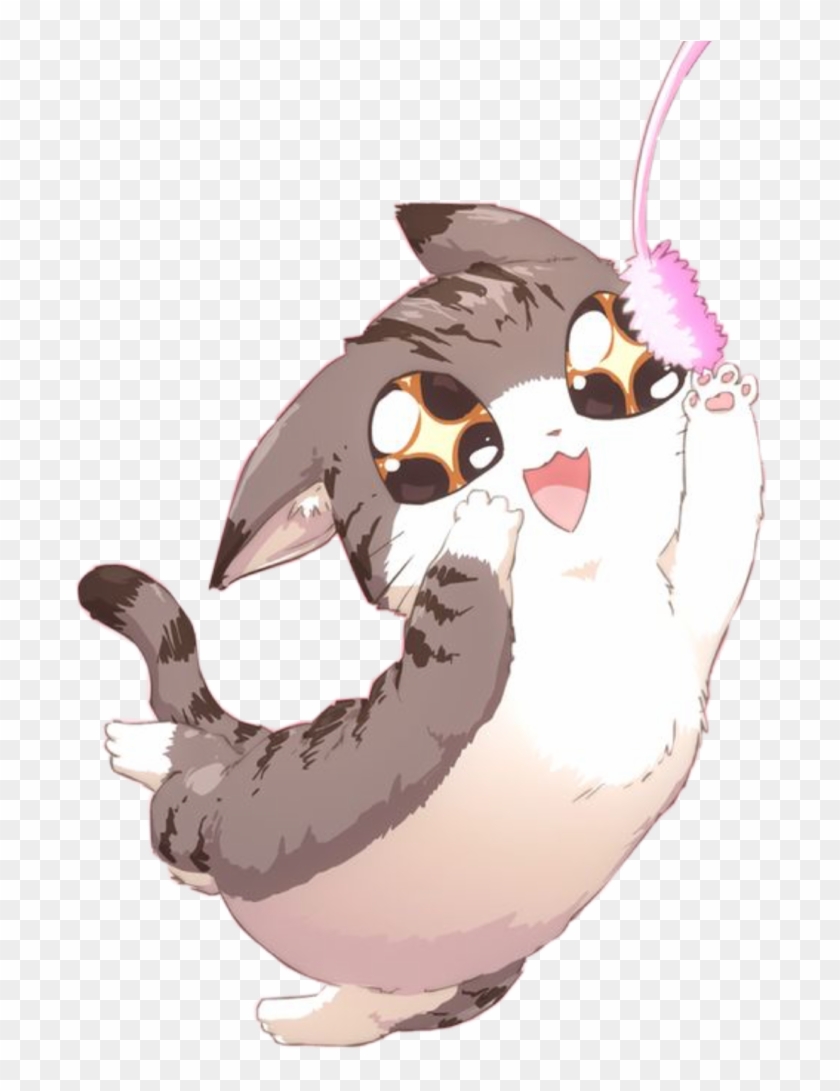 Anime Cat Love Cute Kawaii Happy Manga Chibi Japan - Anime Playing With Cat Clipart #1713659