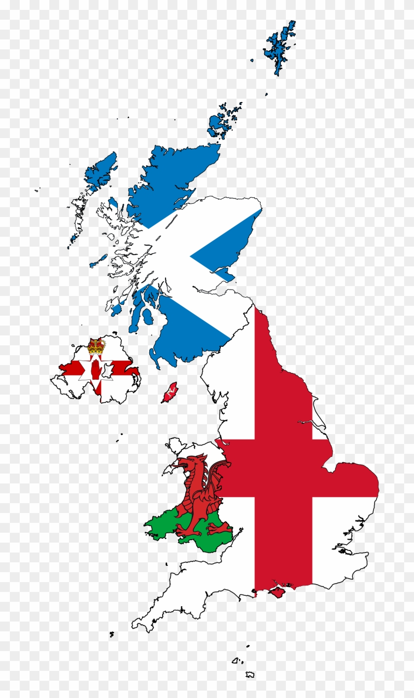 Flag Map Of The United Kingdom Map Of Uk With Flags Clipart
