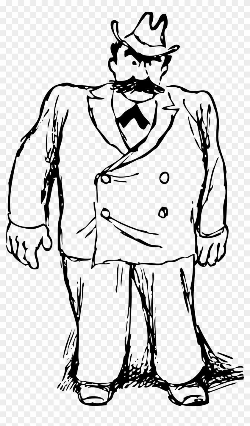 Big Man In A Suit Black White Line Art 999px 200 - Big Man Clipart Black And White - Png Download