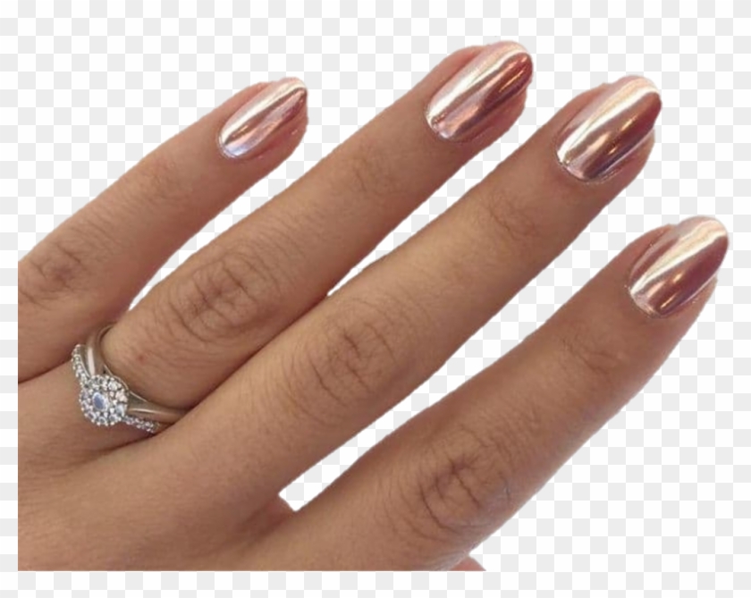 #nails #acrylics #png #nichememe #rosegold - Acrylic Rose Gold Gel Nails Clipart