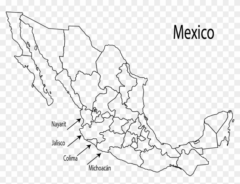 Mariachi Music Is Native To The Region Of Western States - Blank Map Mexico States Clipart