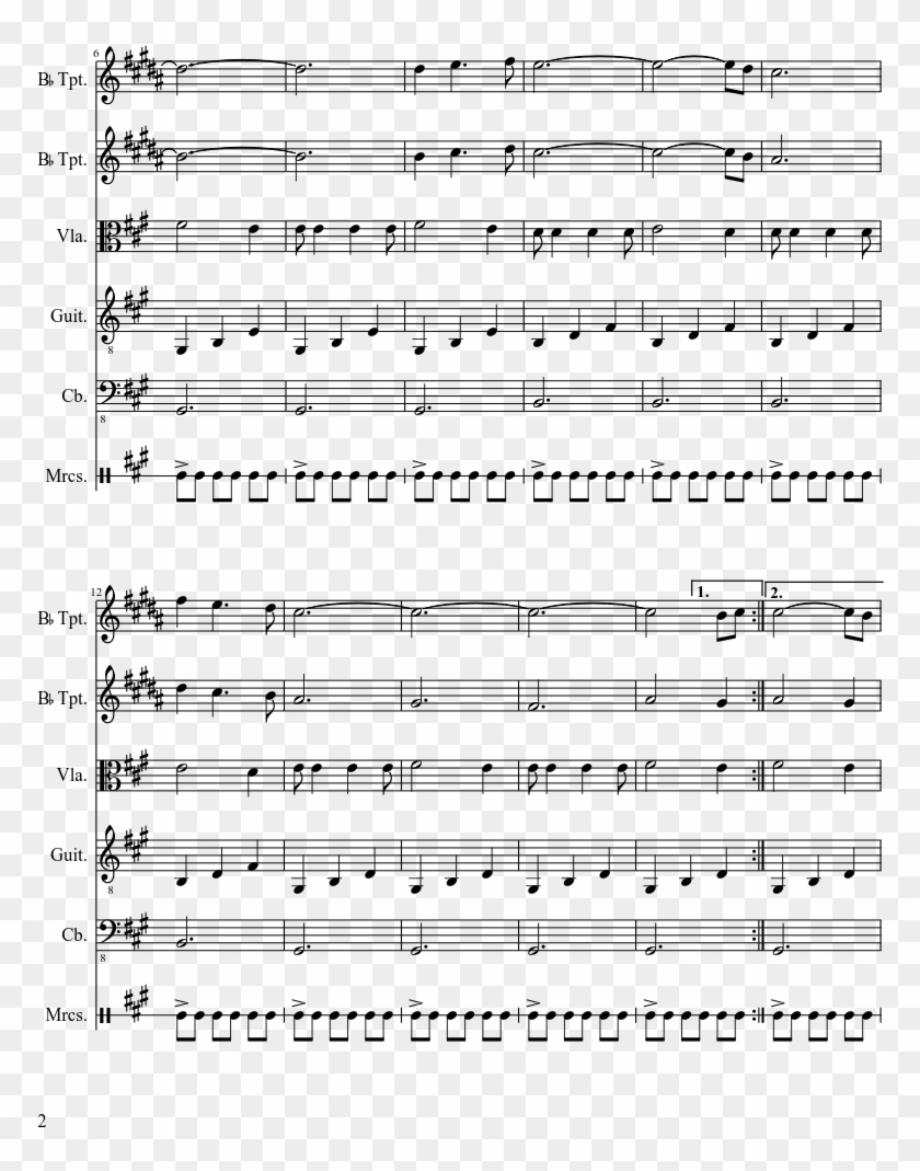 Mariachi Sheet Music 2 Of 4 Pages - Mii Plaza Sheet Music Trumpet Clipart