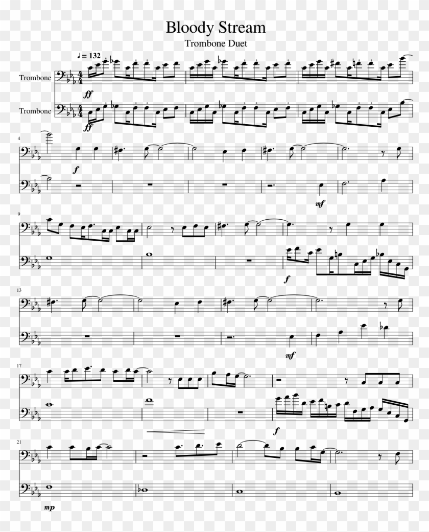 Jojo's Bizarre Adventure - Bloody Stream Trombone Sheet Music Clipart #1717677