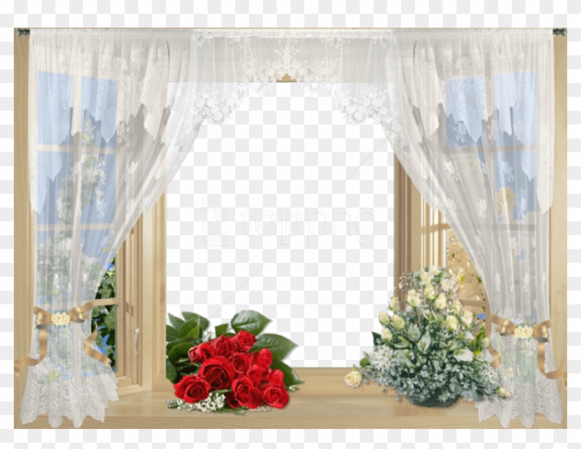 Free Png Best Stock Photos Beautiful Window Frame With - Window And Curtain Png Clipart
