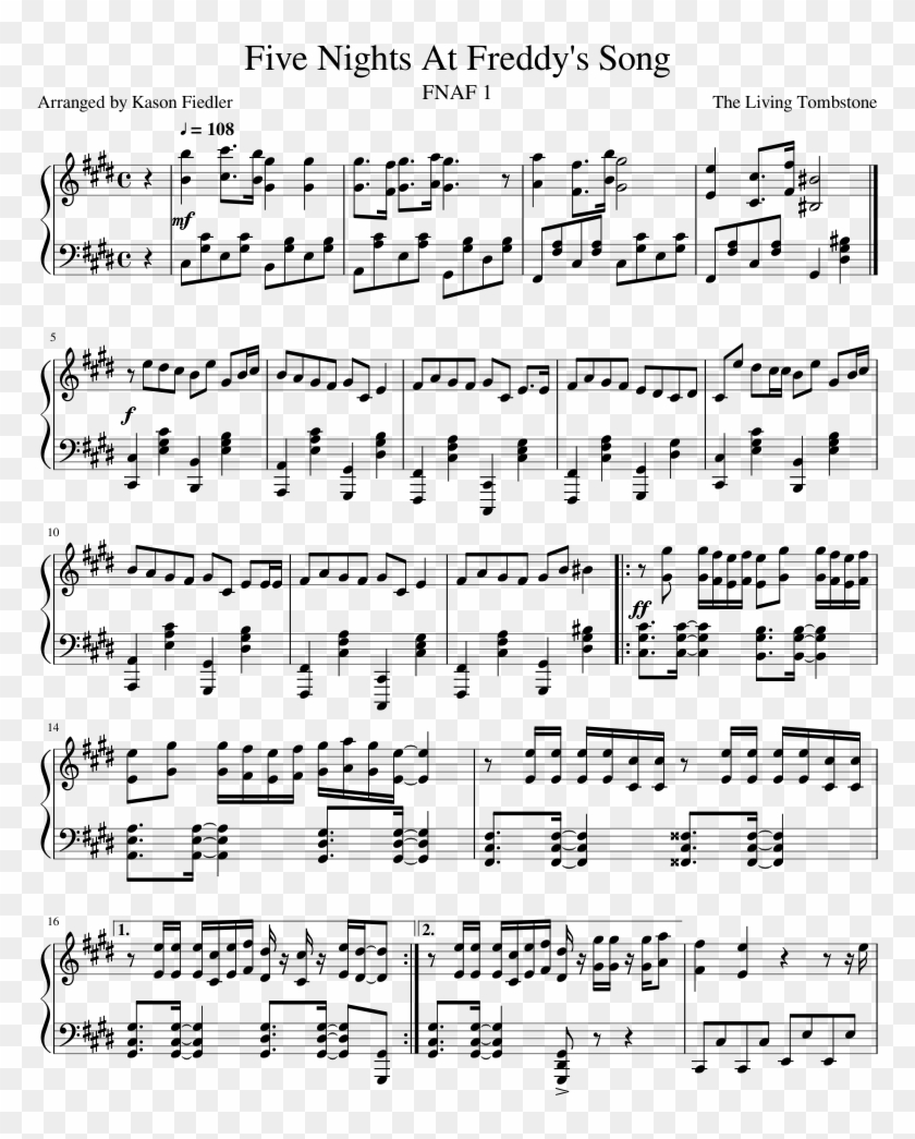 Five Nights At Freddy's Song - Dna Bts Violin Sheet Music Clipart