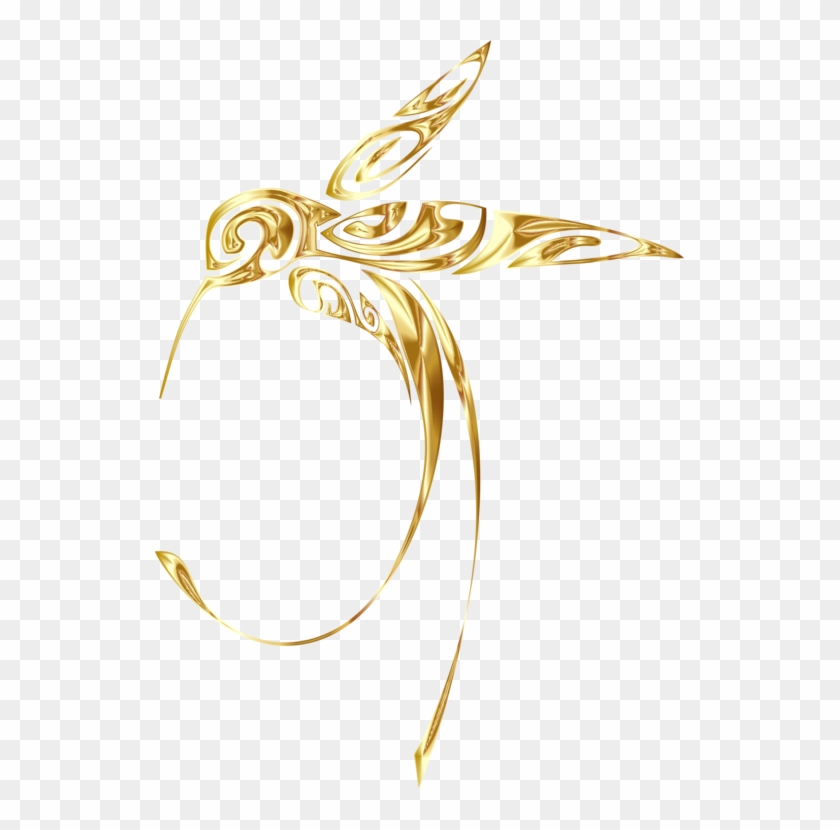 Body Jewellery Gold Hummingbird Line Art Clipart #1719343