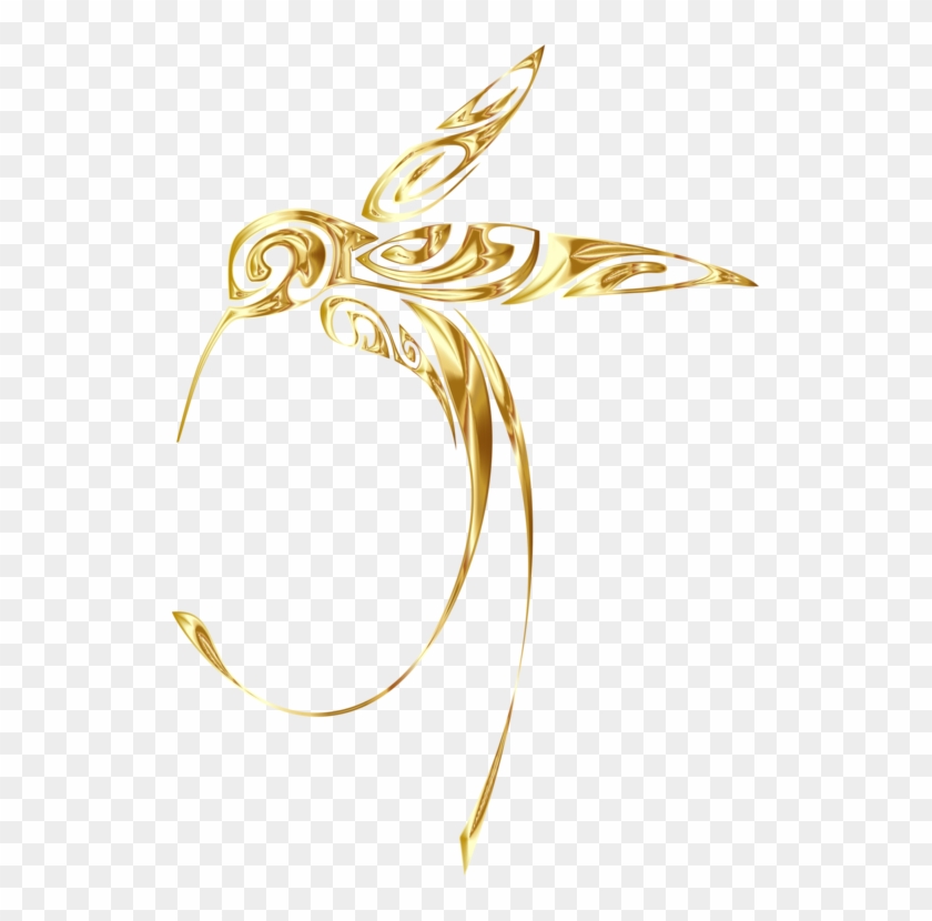 Body Jewellery Gold Hummingbird Line Art Clipart
