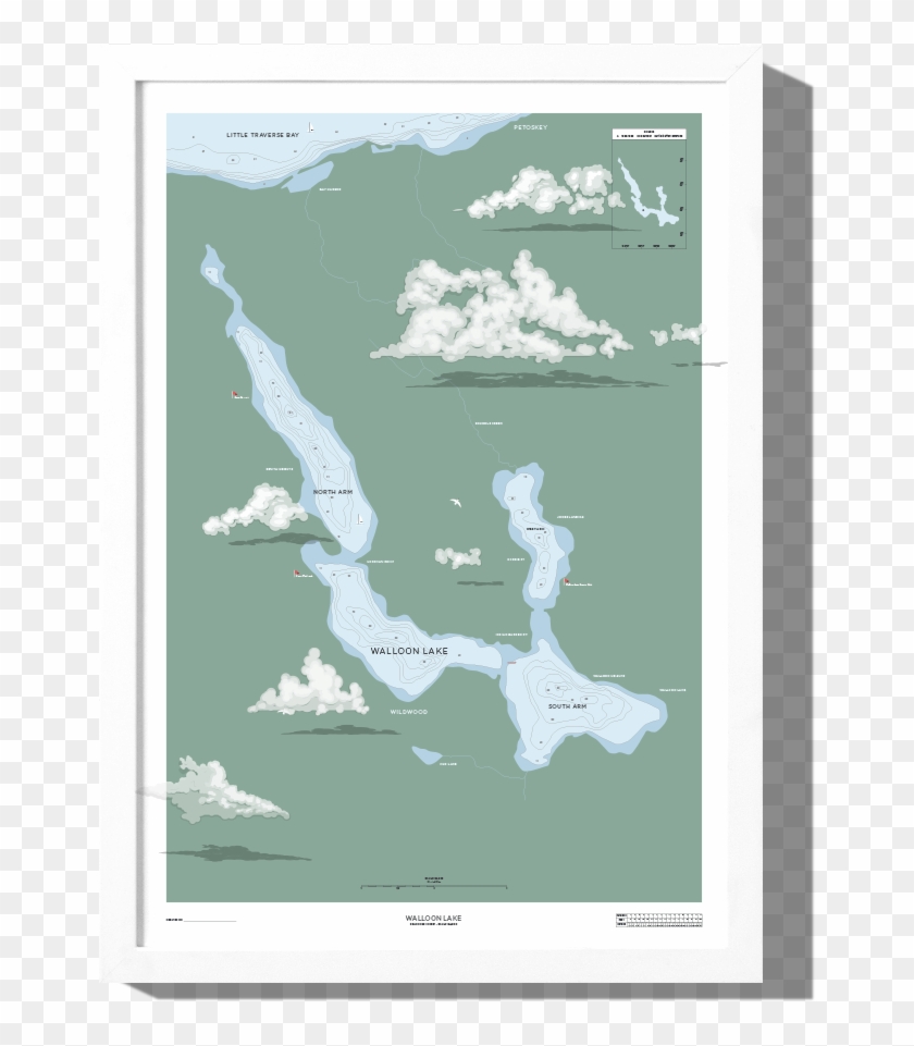 Walloon Lake Nautical Map Roo Kee Roo - Poster Clipart #1719364