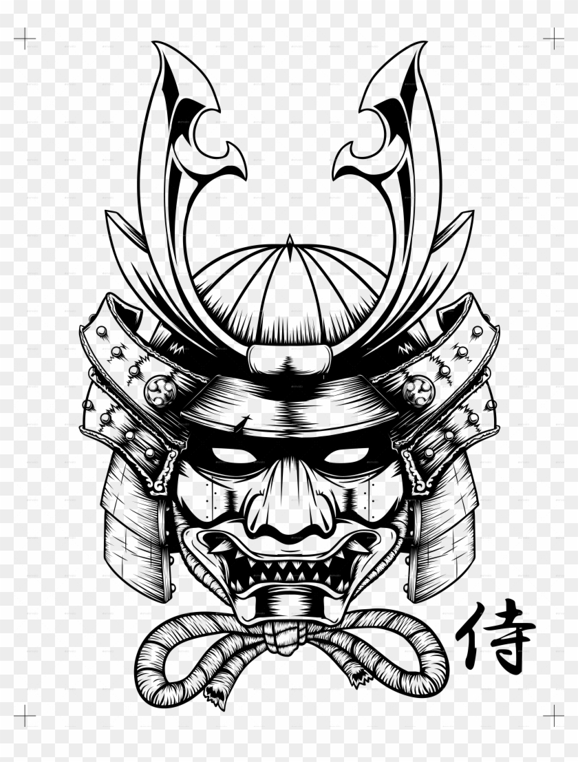 Drawn Masks Japanese Samurai - Japanese Symbol For Samurai Clipart #1719512