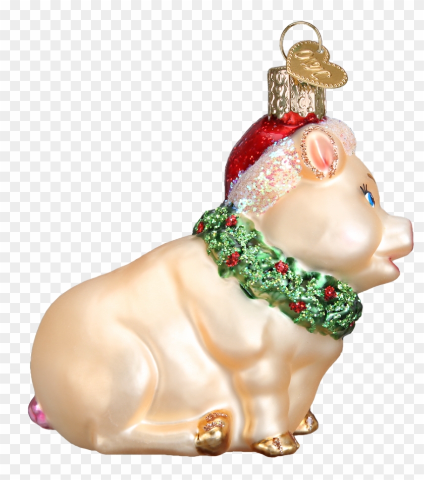 Old World Christmas Holly Pig Blown Glass Ornament - Christmas Ornament Clipart