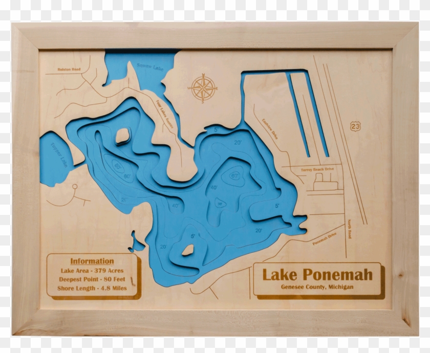 Lake Ponemah Fenton Mi Map Clipart #1721328