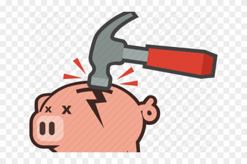 Hammer Clipart Piggy Bank - Png Download