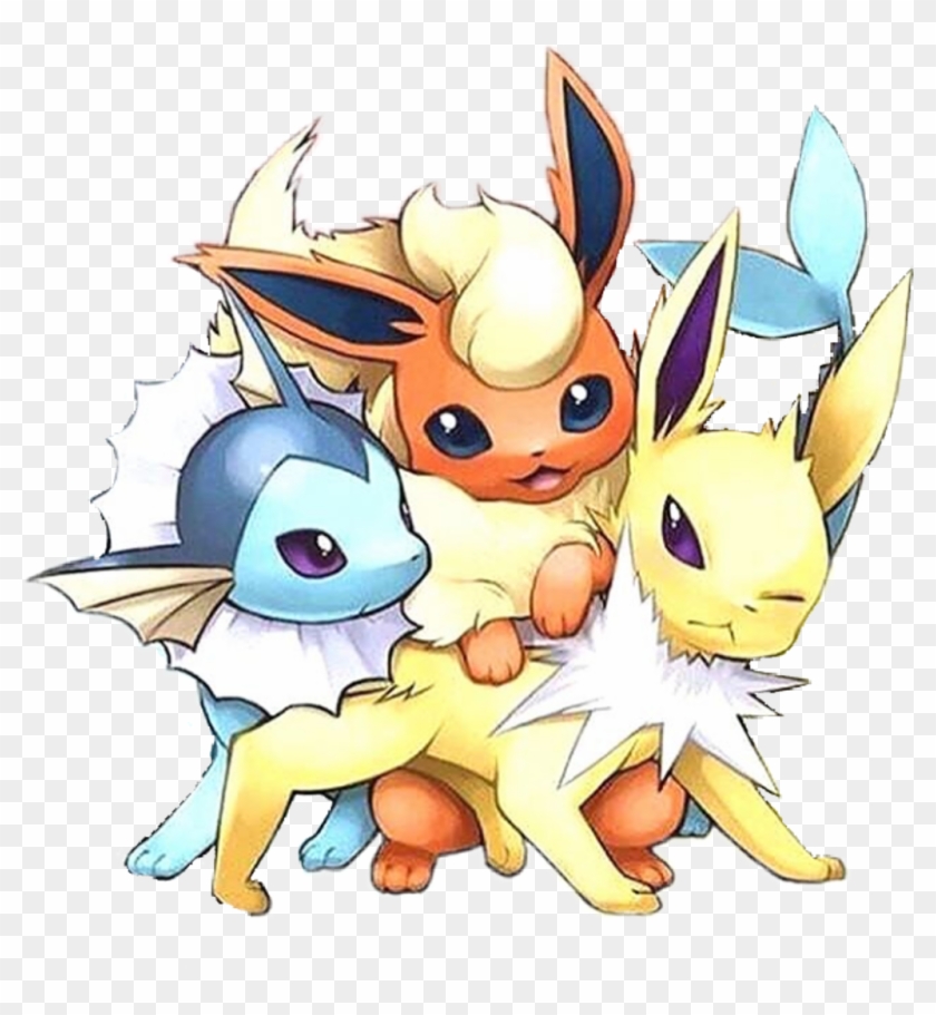 Pokemon Sticker - Flareon Jolteon And Vaporeon Art Clipart