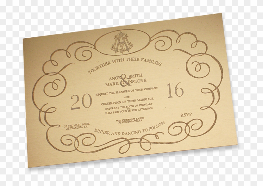 Wedding Invitation In Gold - Greeting Card Clipart