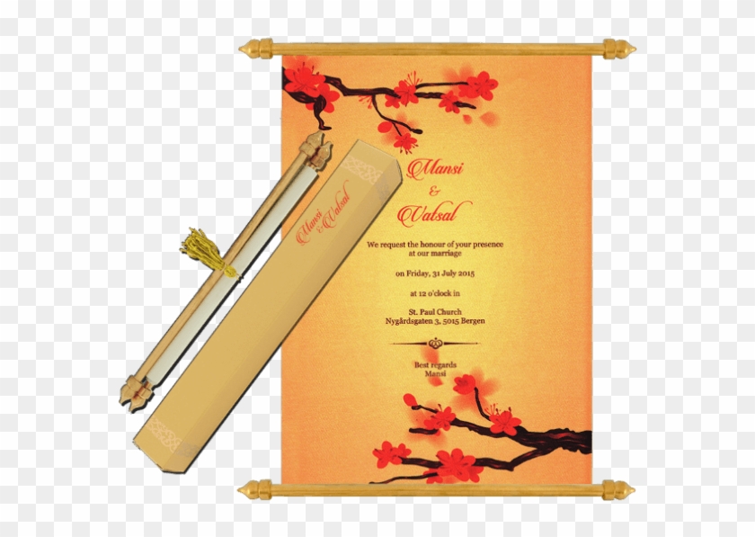 Buy Scroll Wedding Invitation Cards - Floral Design Clipart