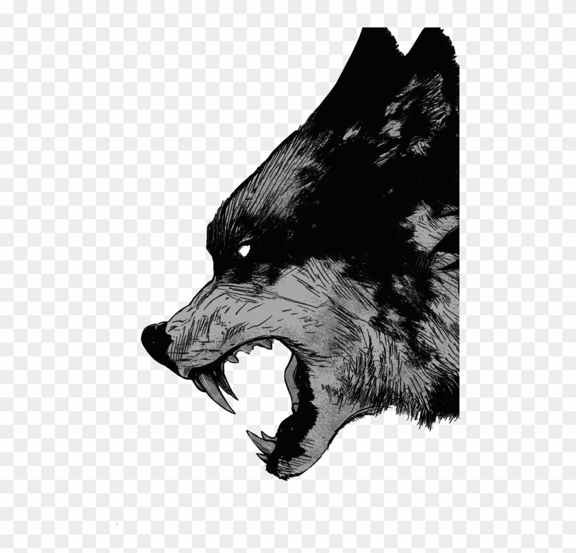 Black And White Wolf Drawing - Manga Wolf Clipart #1726639