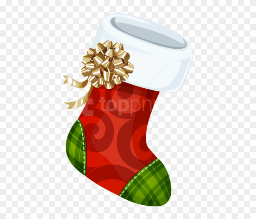 Free Png Christmas Stocking With Gold Bow Png - Clip Art Socke Weihnachten Transparent Png