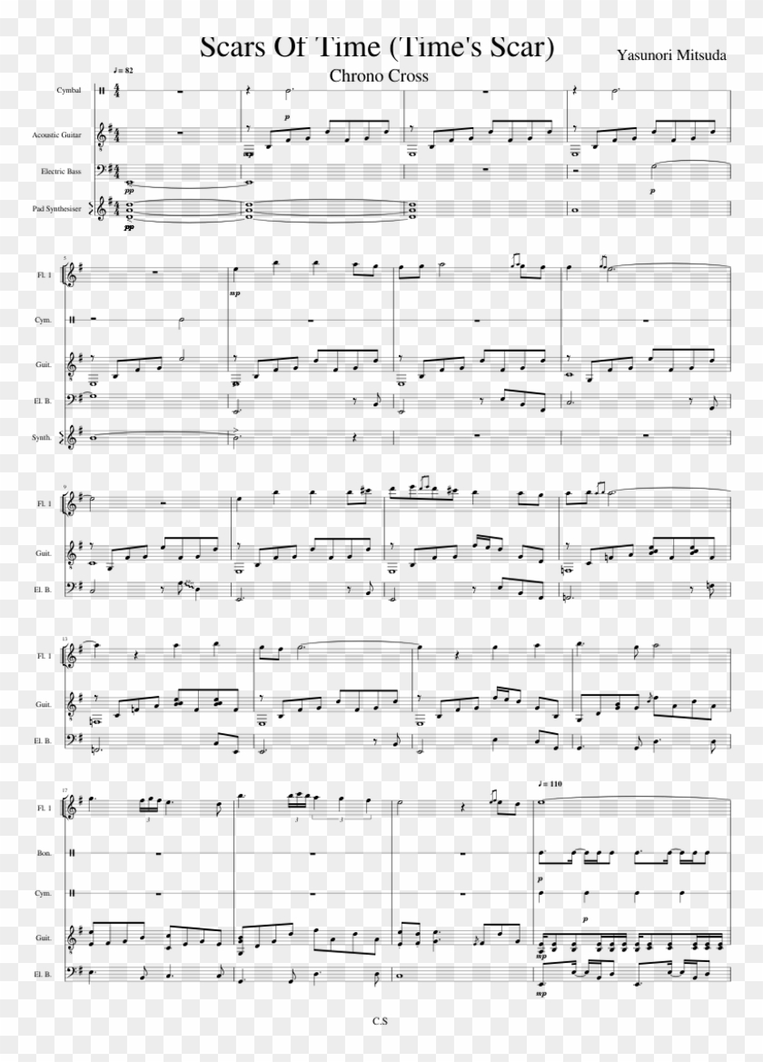 Chrono Cross- Scars Of Time Sheet Music For Flute, - Sheet Music Clipart #1728266