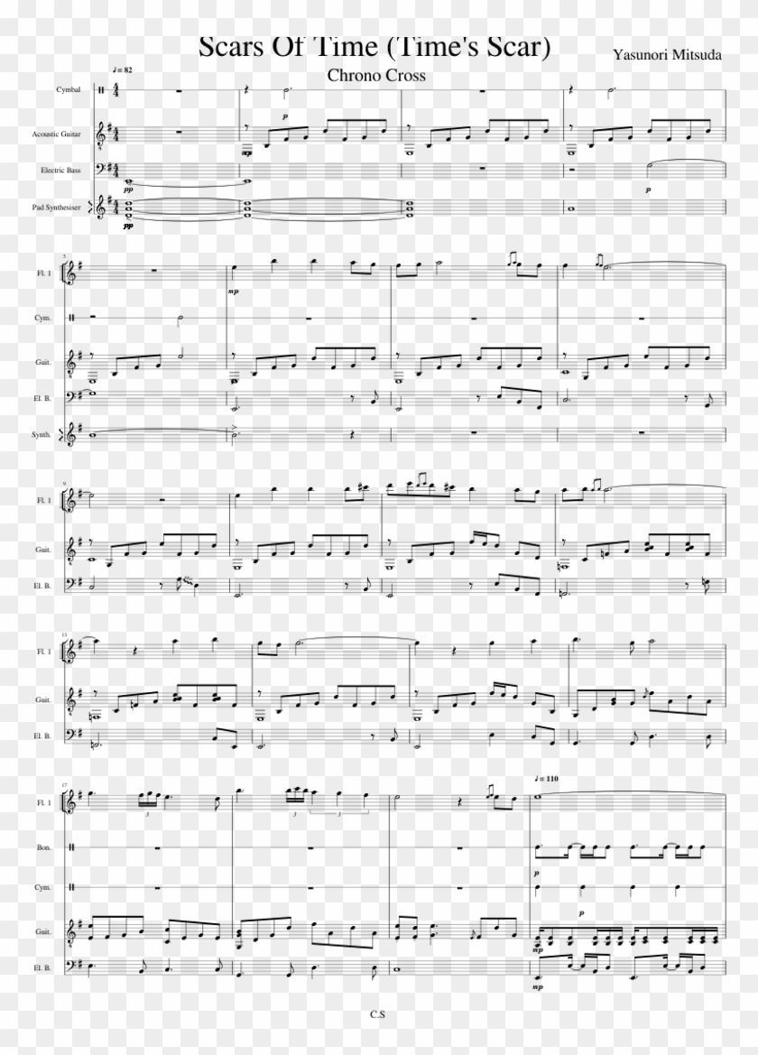 Chrono Cross- Scars Of Time Sheet Music For Flute, - Sheet Music Clipart