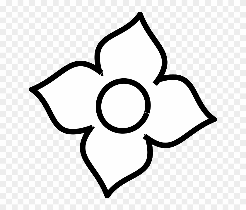 Flower White Clip Art - Four Petal Flower Outline - Png Download